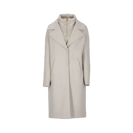 Padded-Collar Single-Breasted Long Sleeved Coat