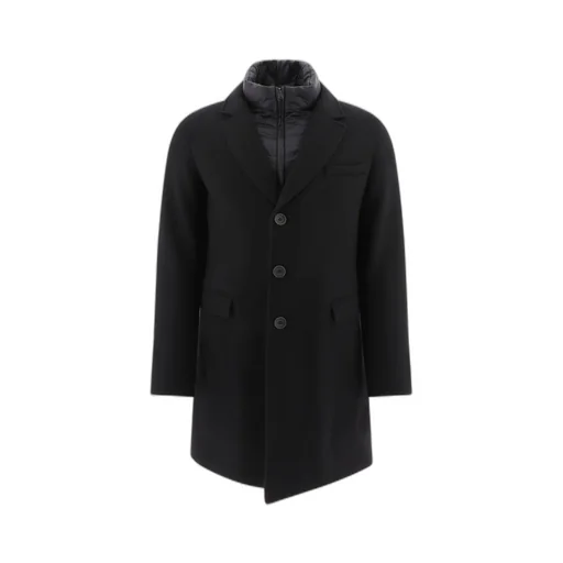 Buttoned High Neck Long-Sleeved Coat