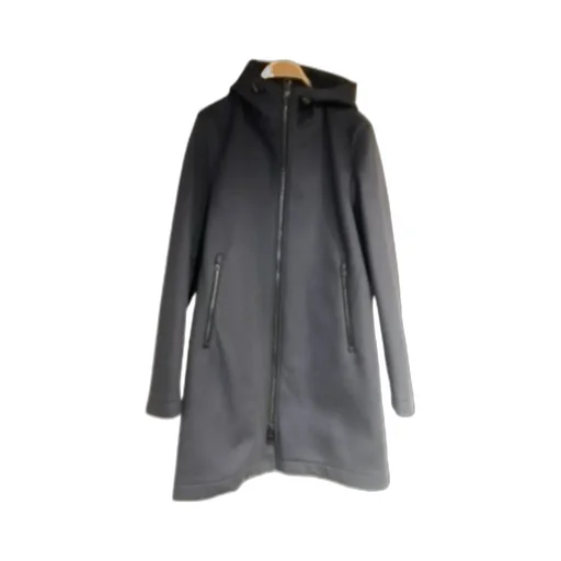 Logo Plaque Hooded Coat