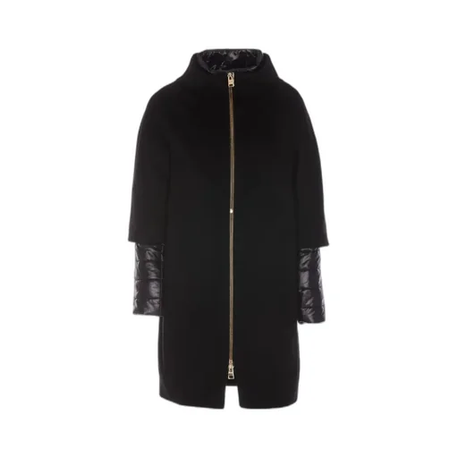 Layered-Sleeved Zip-Up Down Coat