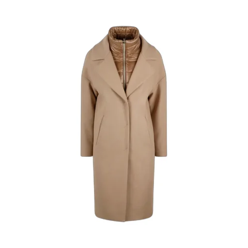 Padded-Collar Single-Breasted Long Sleeved Coat
