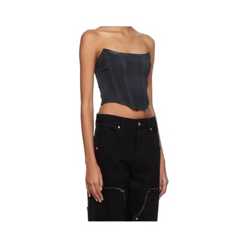 Logo-Patch Strapless Corset Top