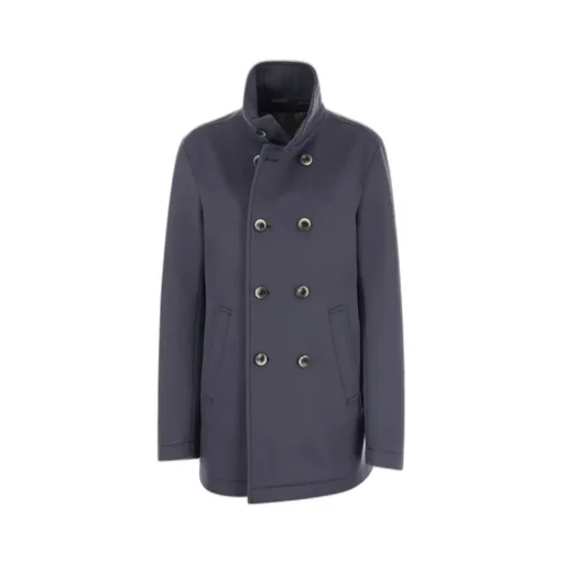 Double-Breasted High-Neck Coat