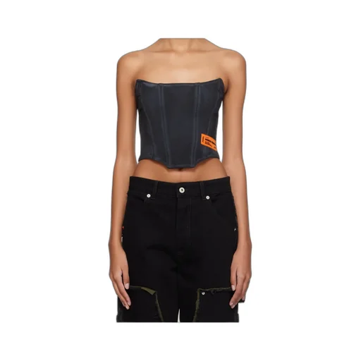 Logo-Patch Strapless Corset Top