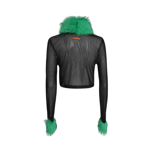 Faux-Fur Mesh Cardigan