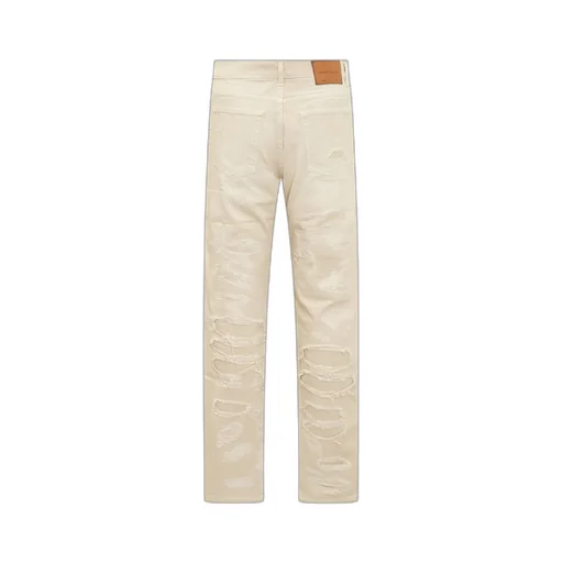 Straight-Leg Logo Patch Distressed Jeans