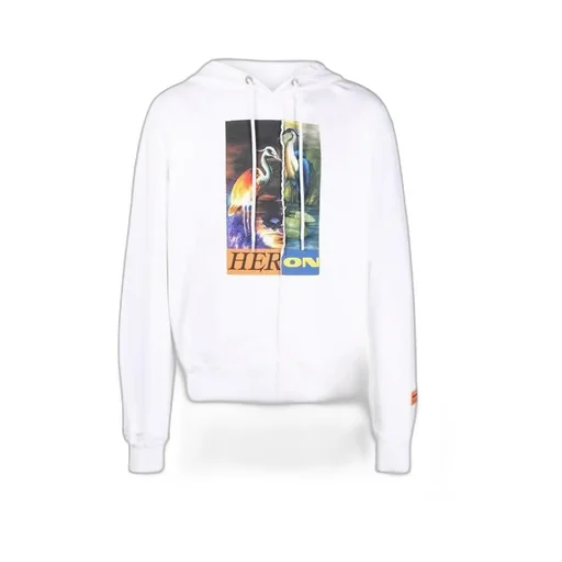 Split Heron Print Hooded Sweatshirt