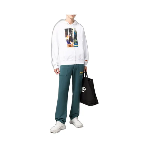 Split Heron Print Hooded Sweatshirt