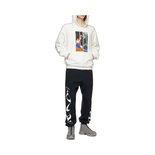 Split Heron Print Hooded Sweatshirt