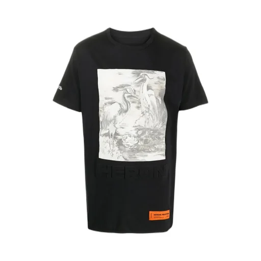 Crew Neck Heron Print T-Shirt