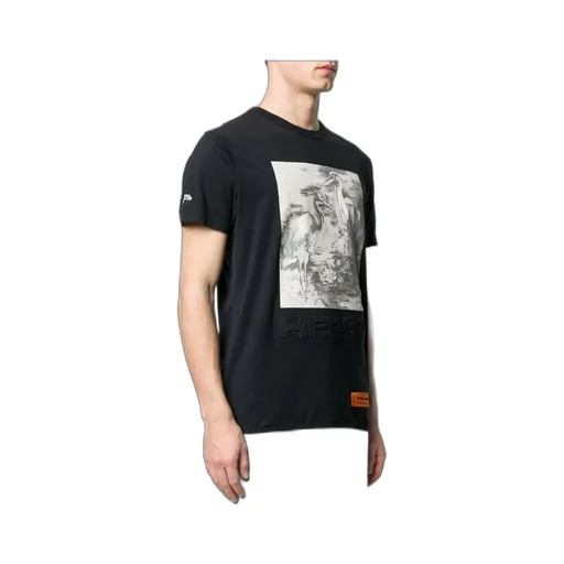 Crew Neck Heron Print T-Shirt