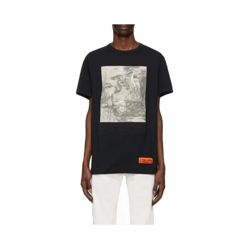 Crew Neck Heron Print T-Shirt