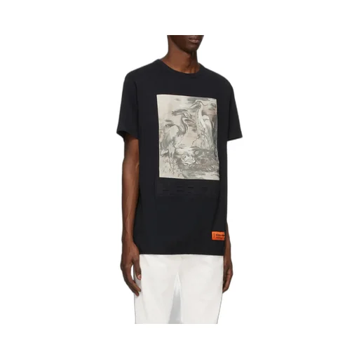 Crew Neck Heron Print T-Shirt
