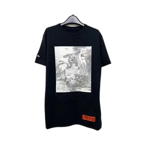 Crew Neck Heron Print T-Shirt