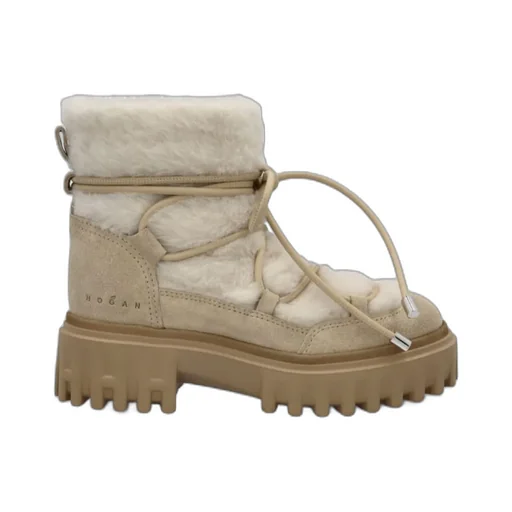 Lace-Up Shearling-Trim Boots