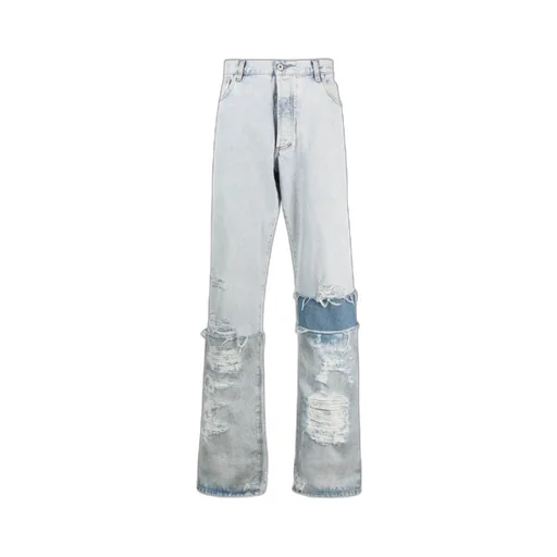 Distressed-Effect Straight-Leg Jeans