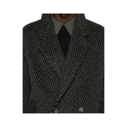 Double-Breasted Herringbone Coat