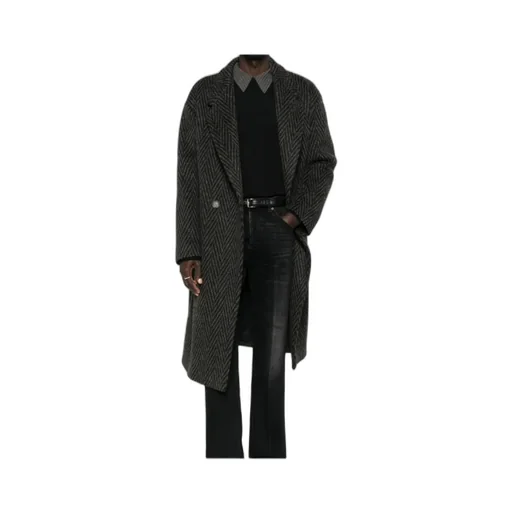 Double-Breasted Herringbone Coat