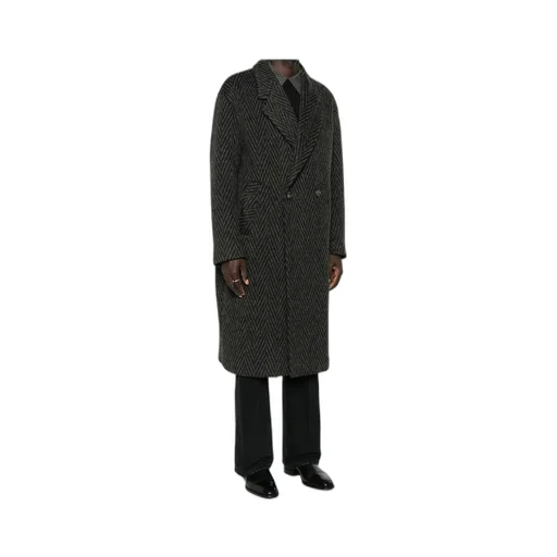 Double-Breasted Herringbone Coat