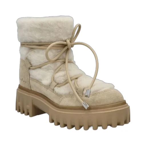 Lace-Up Shearling-Trim Boots