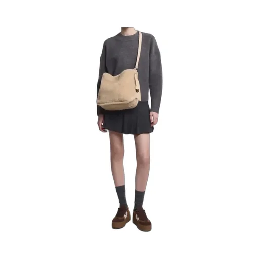 Magnetic-Closure Leather Tote Bag