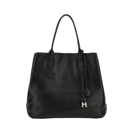 Medium Script Leather Tote Bag