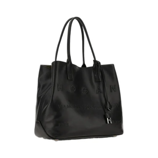 Medium Script Leather Tote Bag