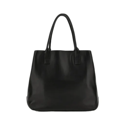 Medium Script Leather Tote Bag