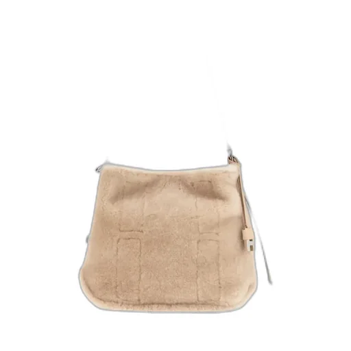 Magnetic-Closure Leather Tote Bag