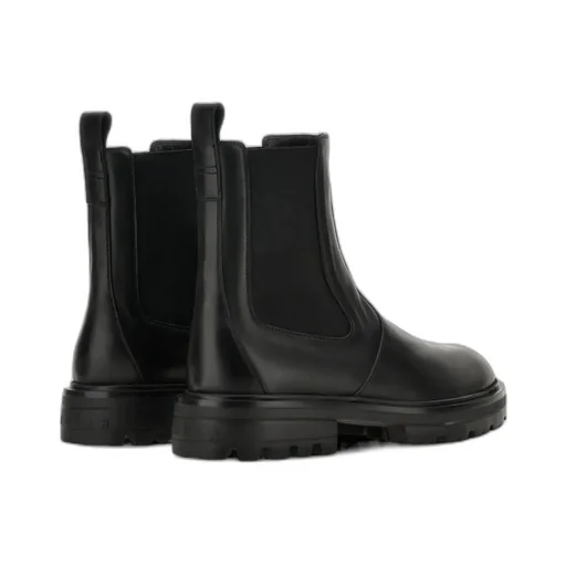 Elastic-Panel Leather Boots