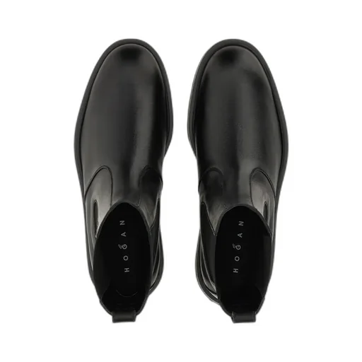 Elastic-Panel Leather Boots