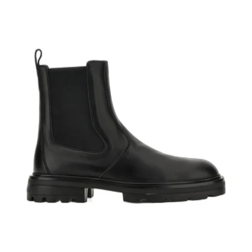 Elastic-Panel Leather Boots