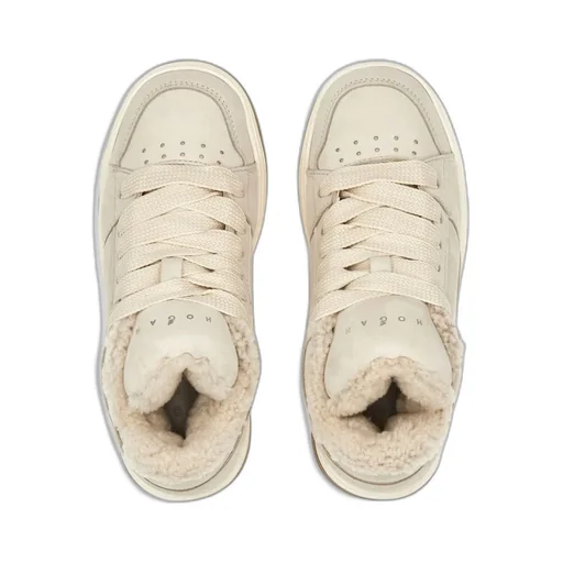 H667 Faux-Shearling Lace-Up Sneakers