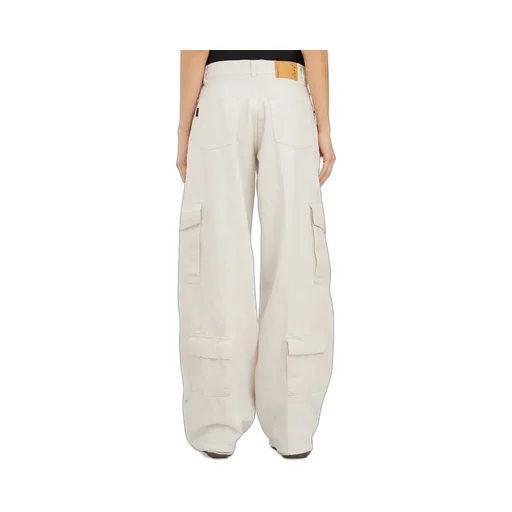 Wide-Leg Denim Cargo Trousers