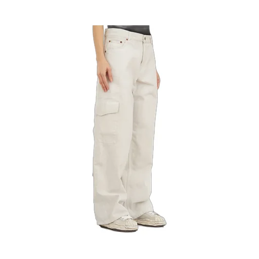 Wide-Leg Denim Cargo Trousers