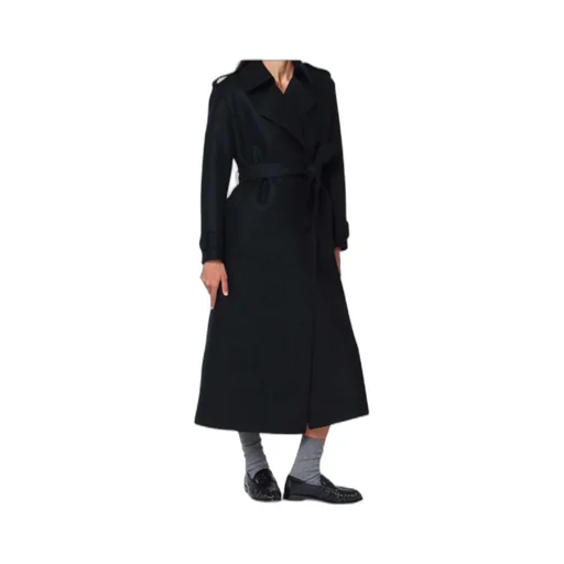 Navy Blue Wool Wrap Coat