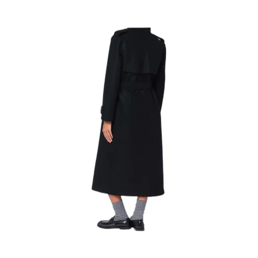Navy Blue Wool Wrap Coat