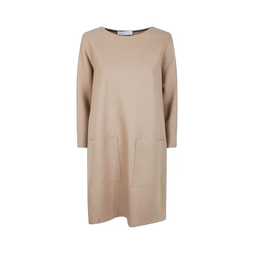Patch-Pocket Wool Midi Dress