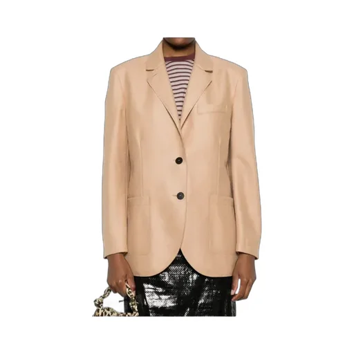 Patch-Pocket Buttoned Blazer