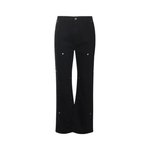 Eyelets Detailed Denim Jeans