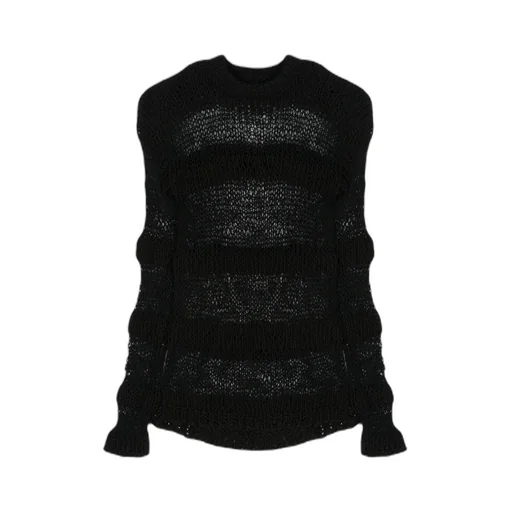 Striped Open-Knit Jumper