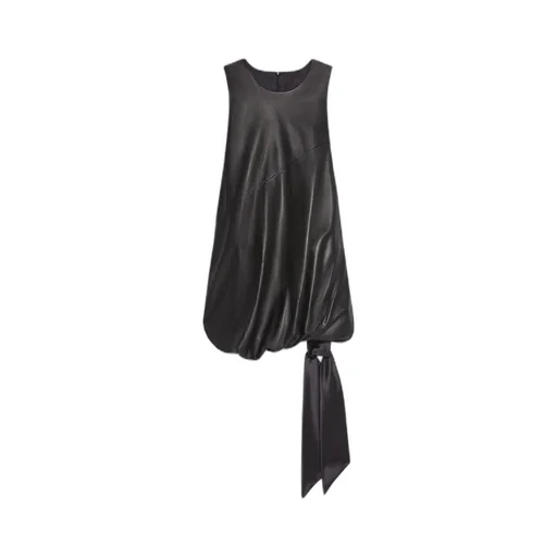 Leather Puffball Minidress