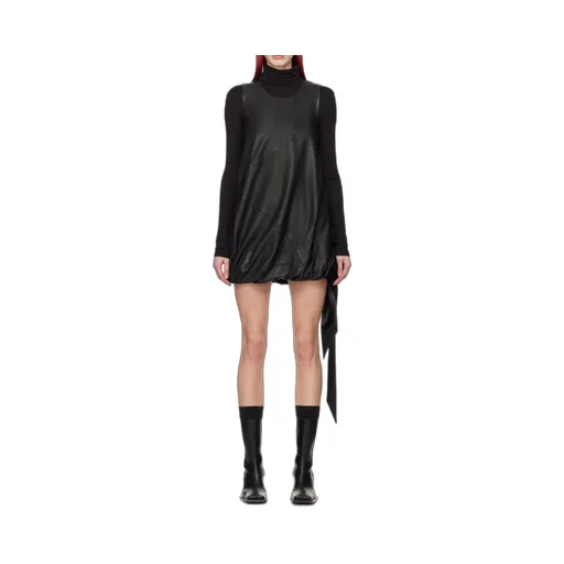 Leather Puffball Minidress