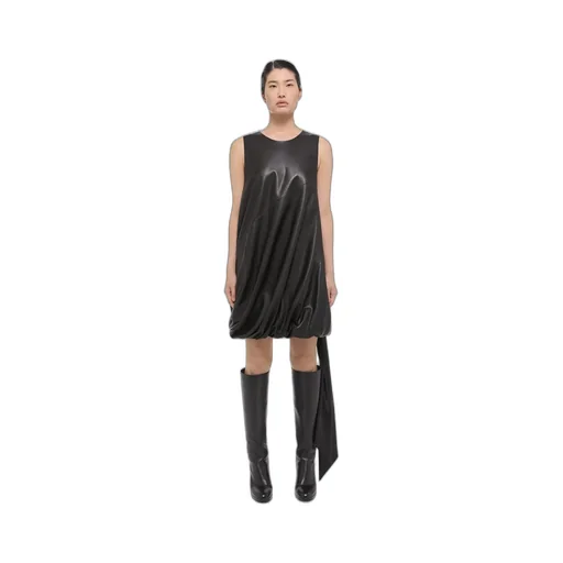 Leather Puffball Minidress