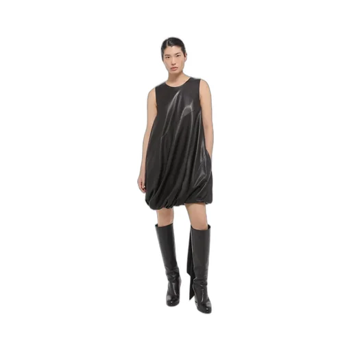 Leather Puffball Minidress