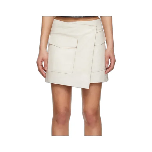 Asymmetric Design Leather Miniskirt