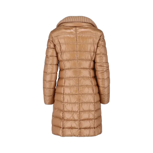 Knitted-Collar Quilted Coat