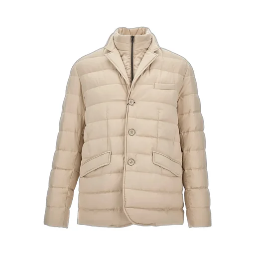 Quilted Long-Sleeved Down Jacket