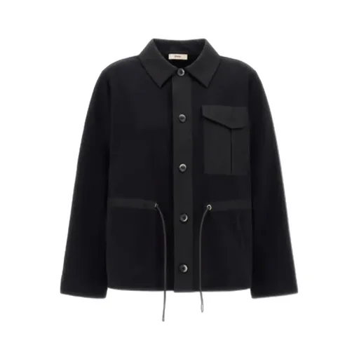 Drawstring Pocket-Detail Shirt