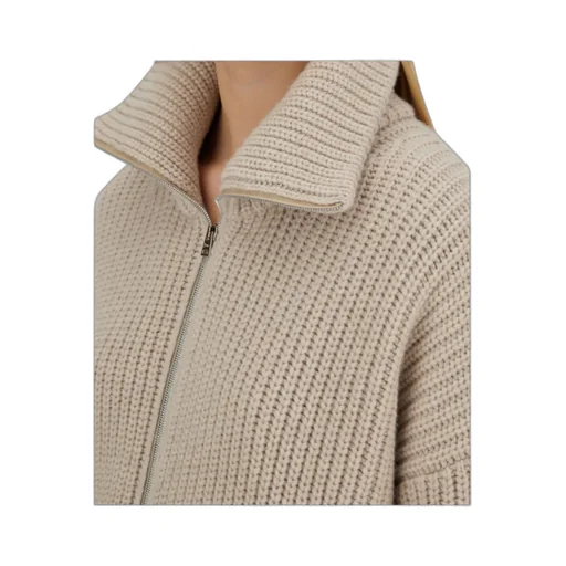 Collar Zipped Knit Cardigan